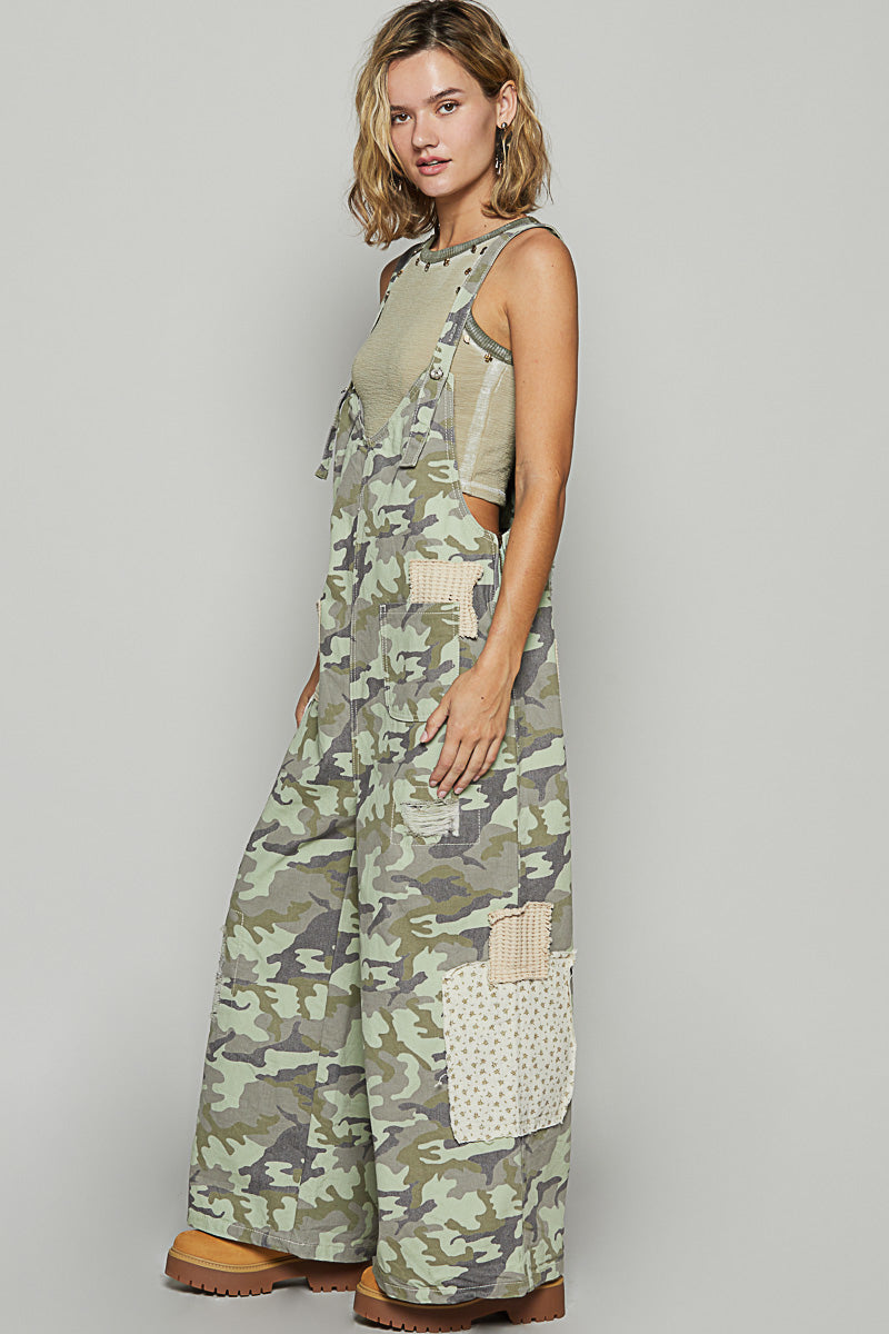 Camo Denim Overalls