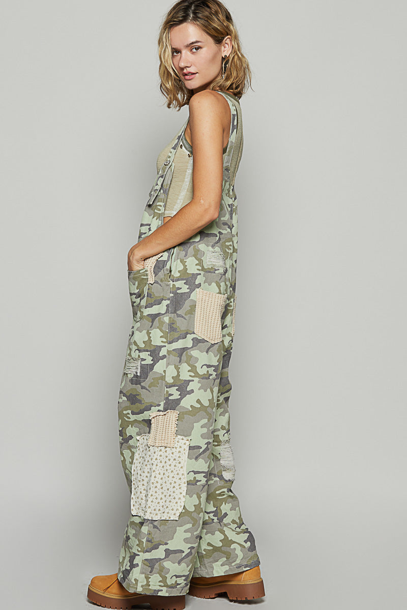 Camo Denim Overalls