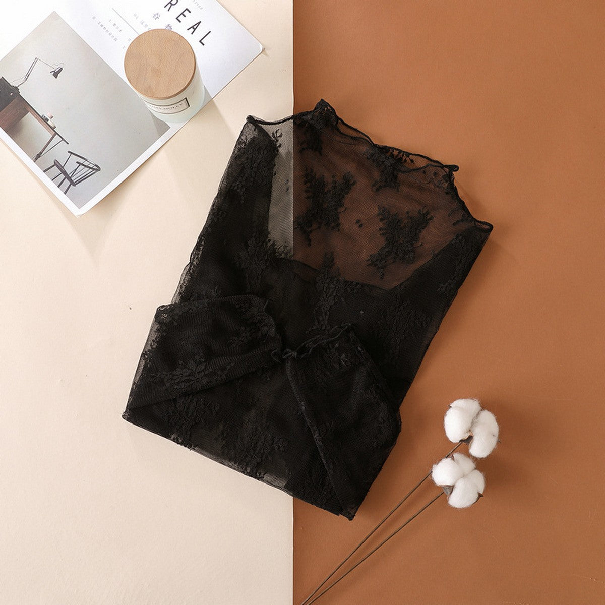 Sheer Mesh Lace Layering Top