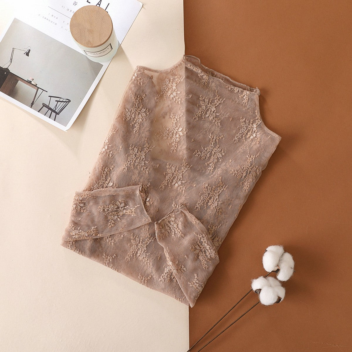 Sheer Mesh Lace Layering Top