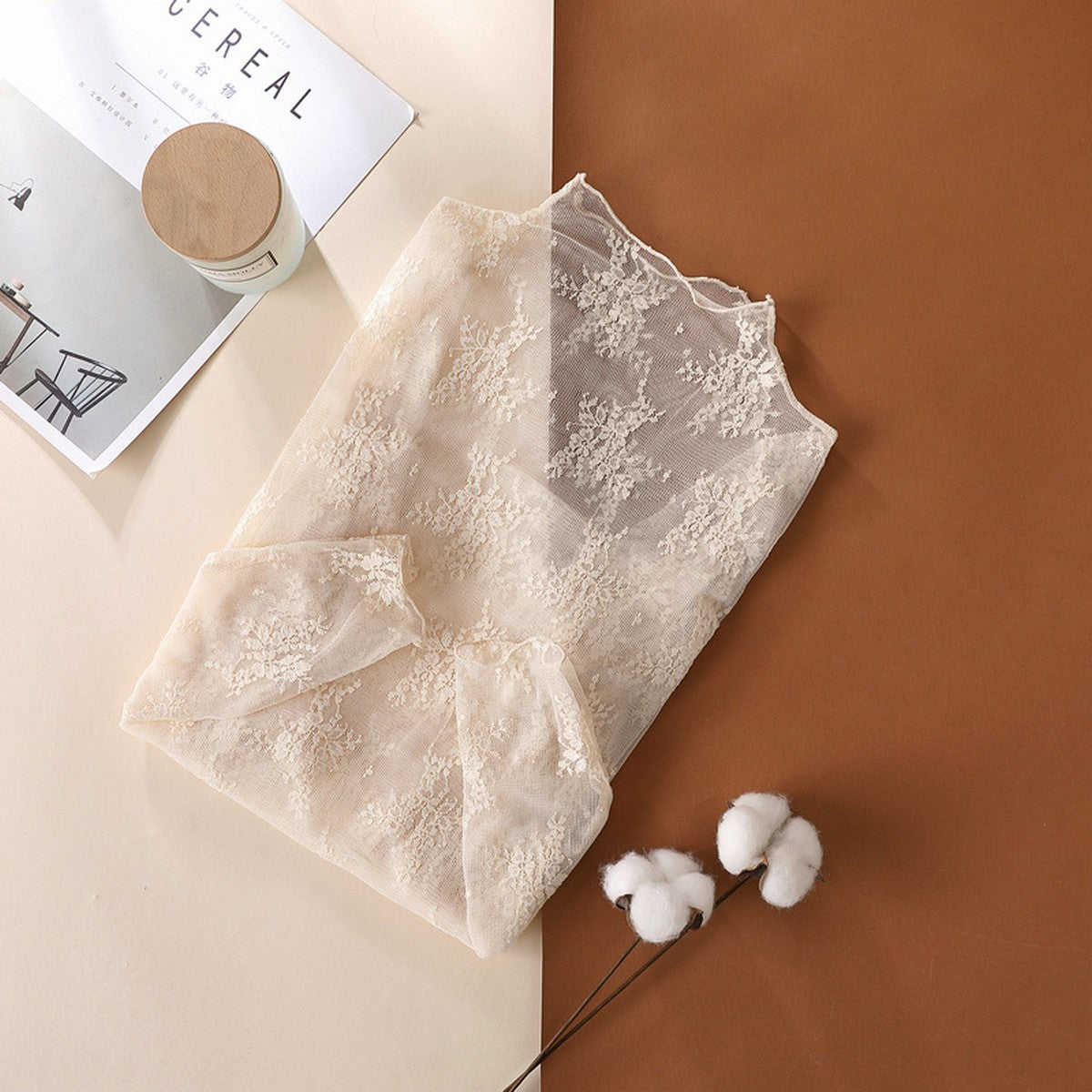 Sheer Mesh Lace Layering Top