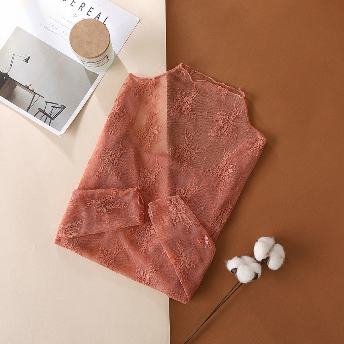 Sheer Mesh Lace Layering Top