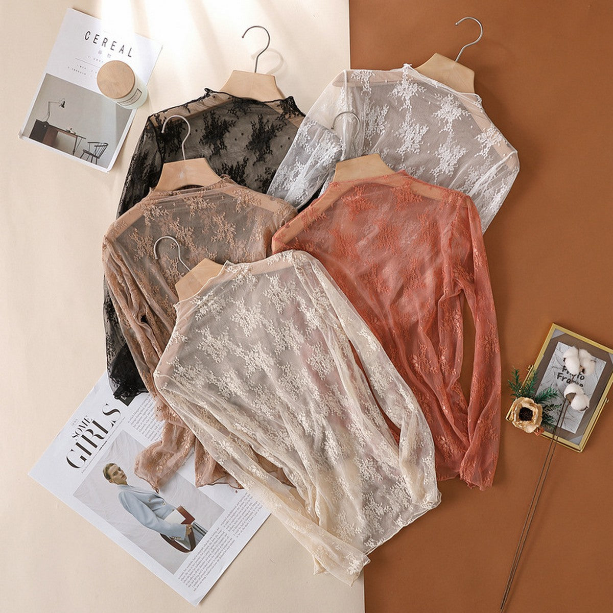Sheer Mesh Lace Layering Top