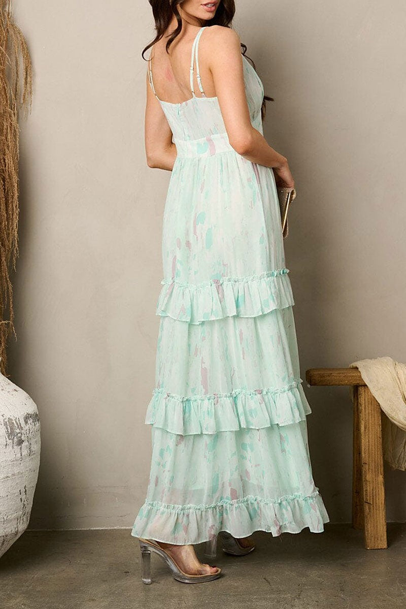 Mint Tiered Ruffle Maxi Dress