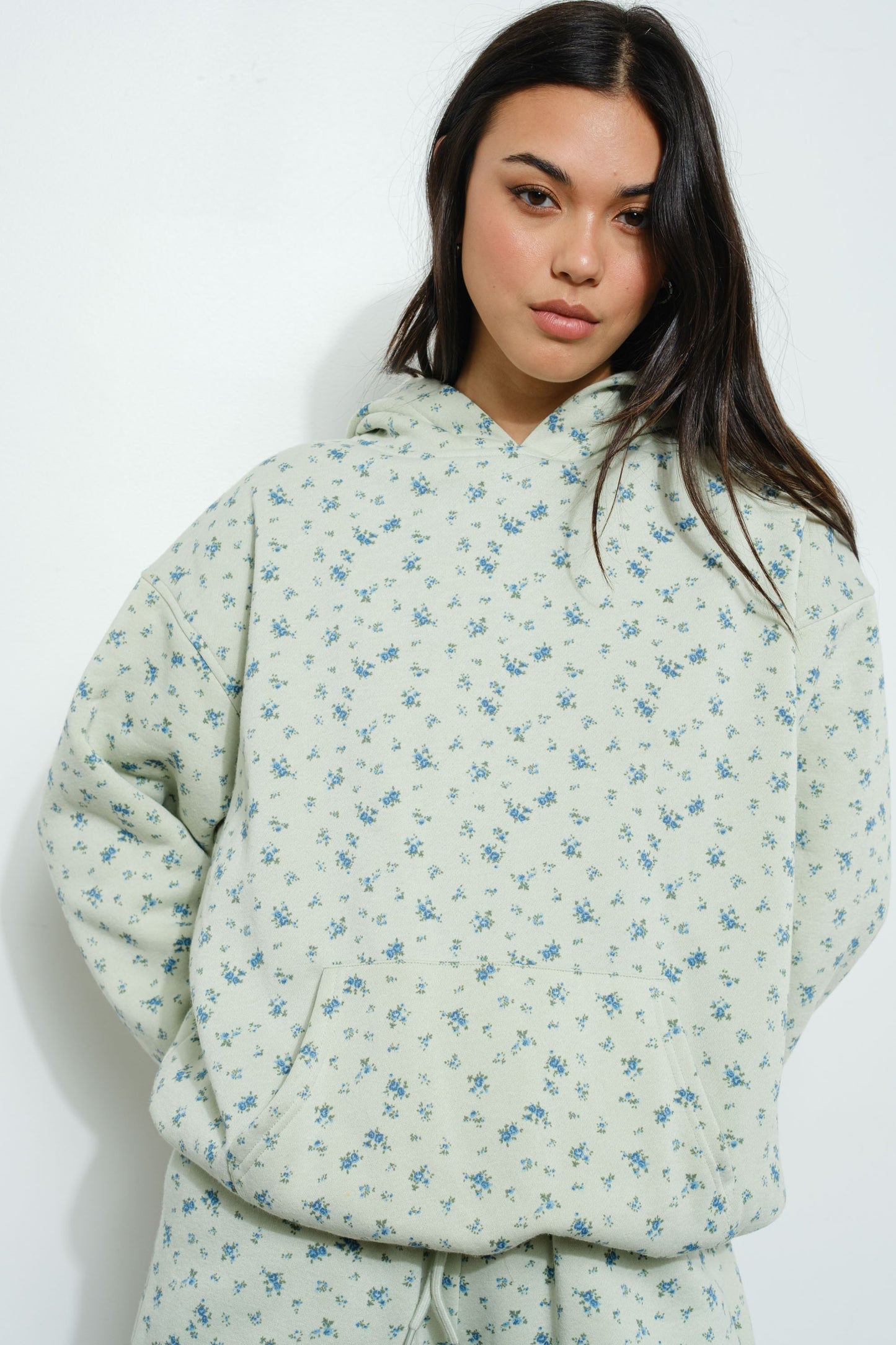 Maisie Mint Ditsy Floral Sweatshirt and Shorts Set