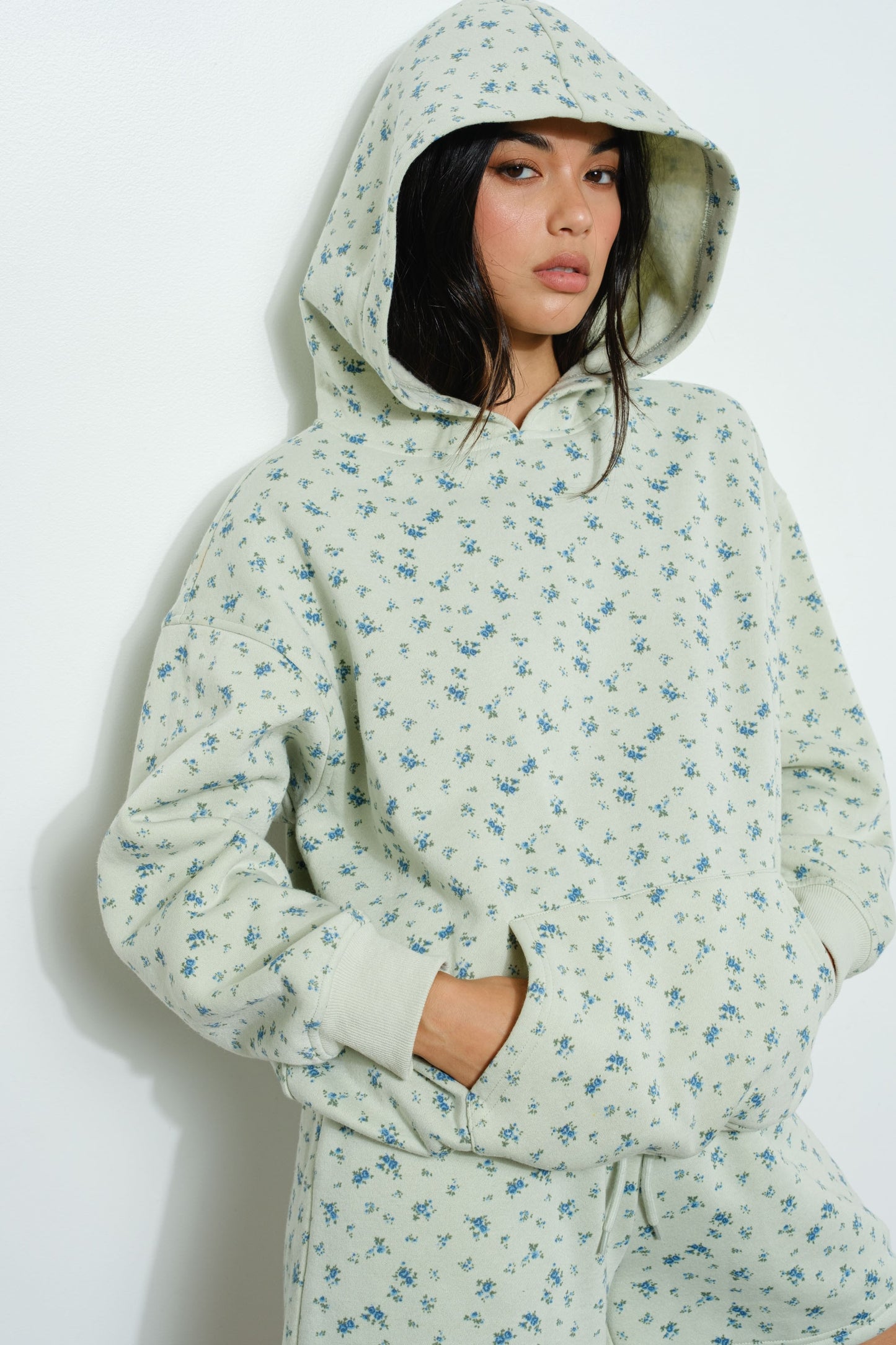 Maisie Mint Ditsy Floral Sweatshirt and Shorts Set