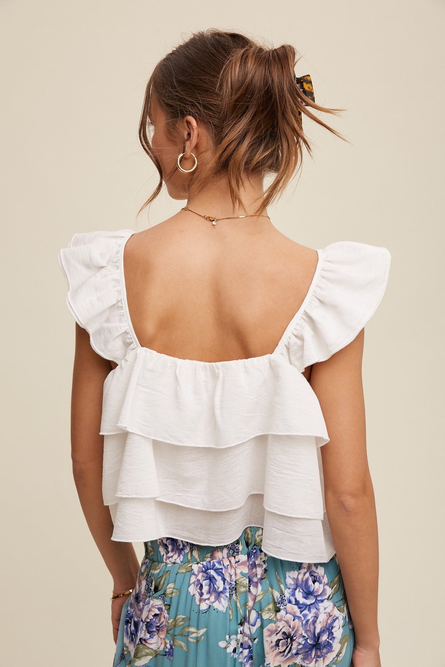 White Tiered Ruffle Top