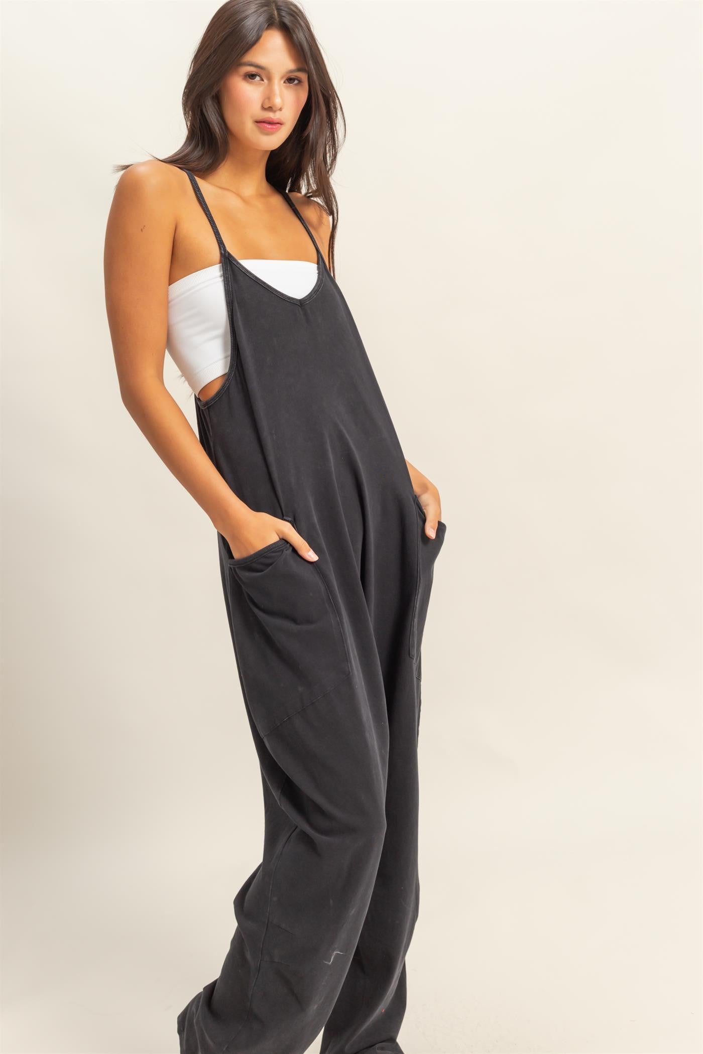 Relaxed Fit Mineral Washed Jumpsuit