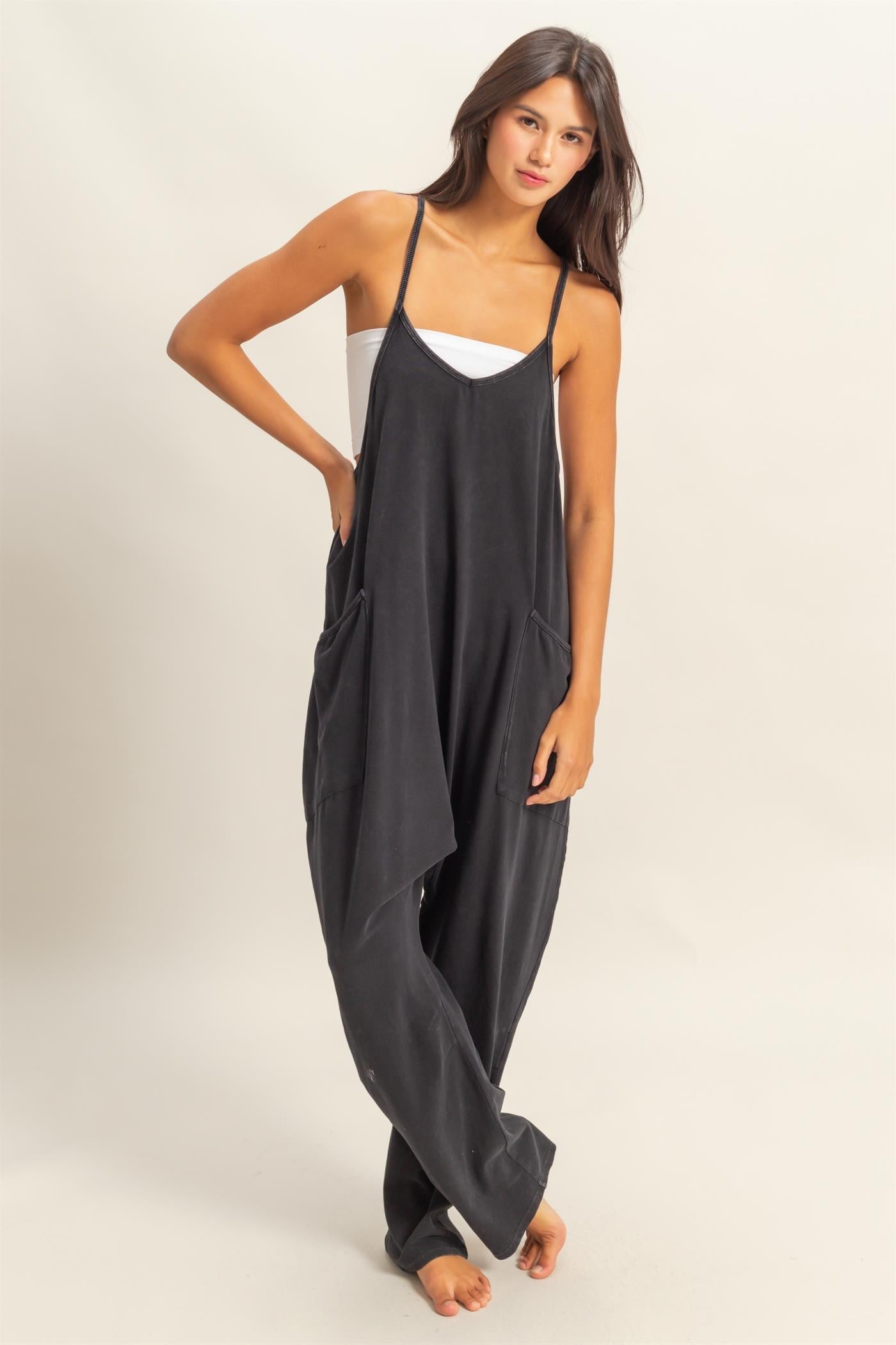 Relaxed Fit Mineral Washed Jumpsuit