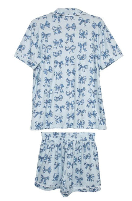 Bailey Light Blue Coquette Bows Pajama Set
