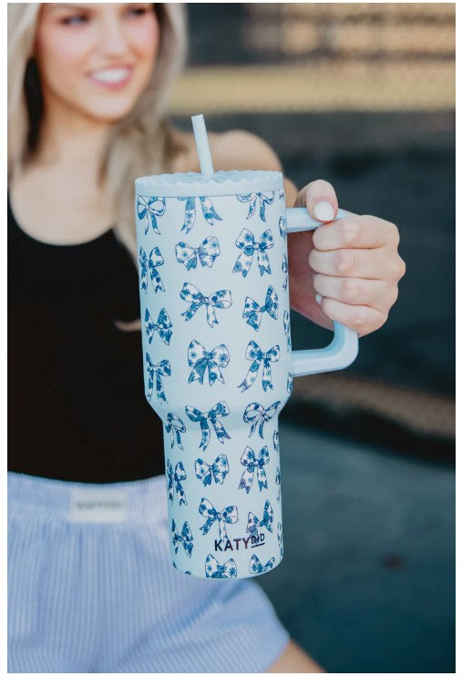 Blue Coquette Bow 38oz Tumbler