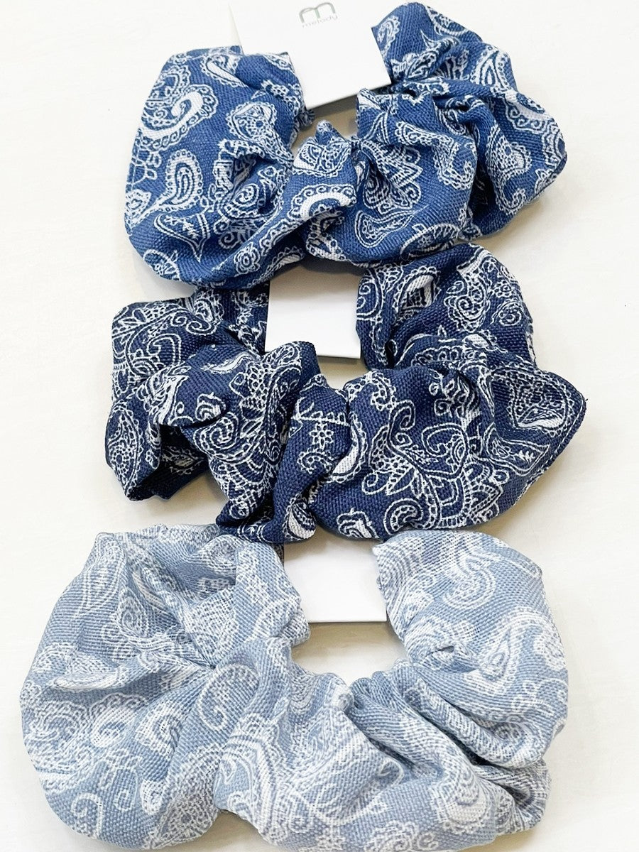 Blue Paisley Pattern Scrunchie