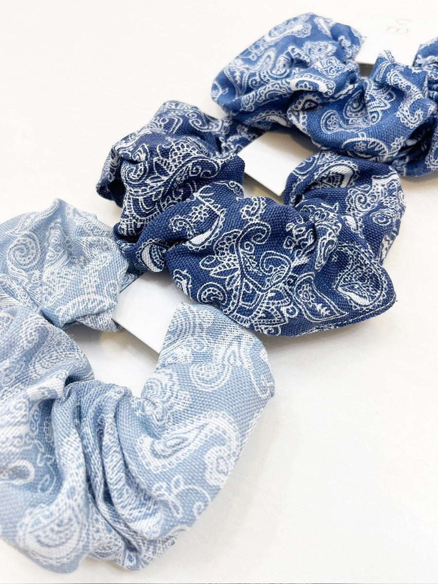 Blue Paisley Pattern Scrunchie