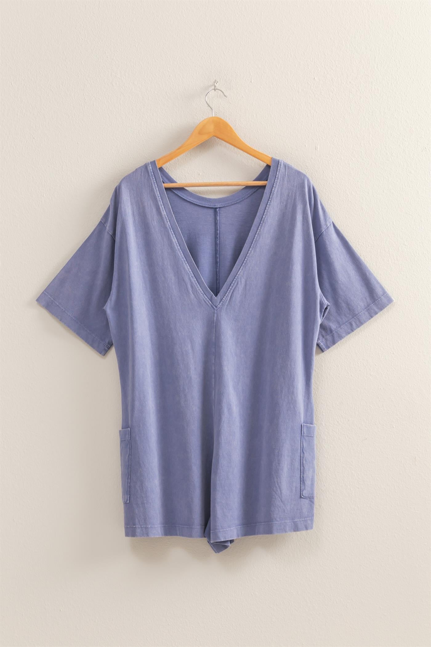 Cozy V-Back Short Sleeve Romper