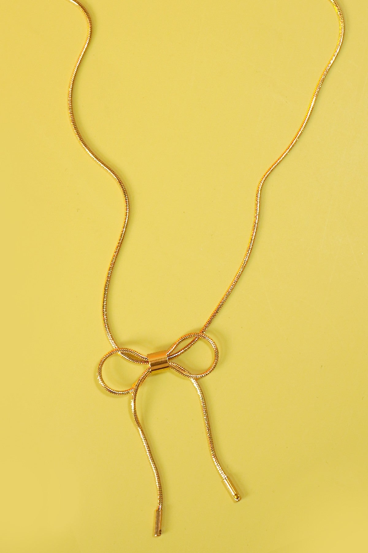 Gold Stainless Steel Bow Necklace
