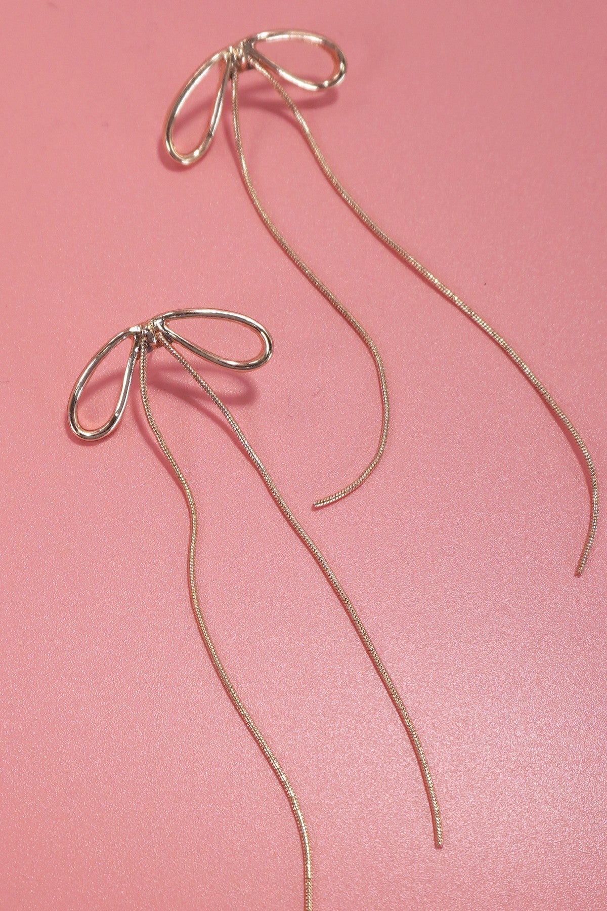 Long Drop Bow Snake Chain Earrings