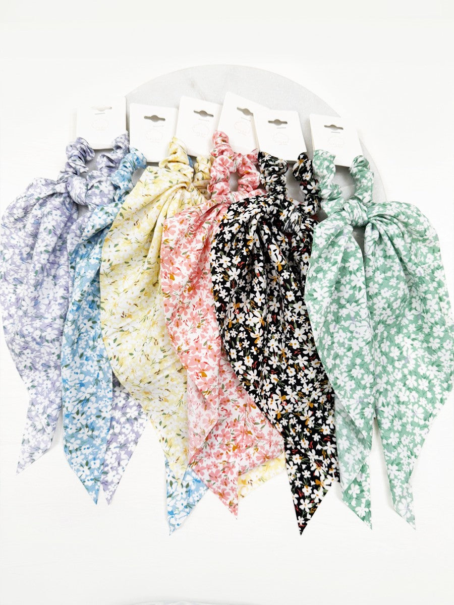 Floral Long Tail Ponytail Scrunchie