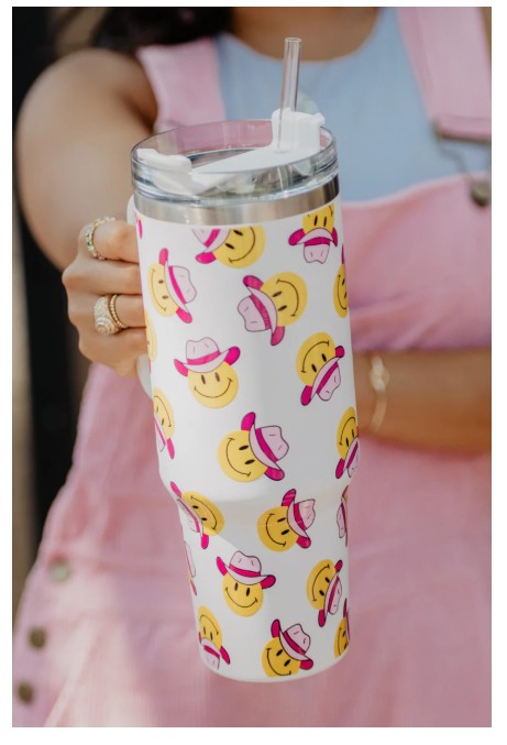Cowboy Hat Smiley Face Tumbler