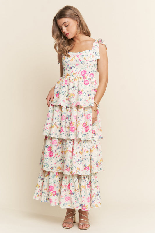 Piper Floral Tiered Empire Waist Maxi Dress